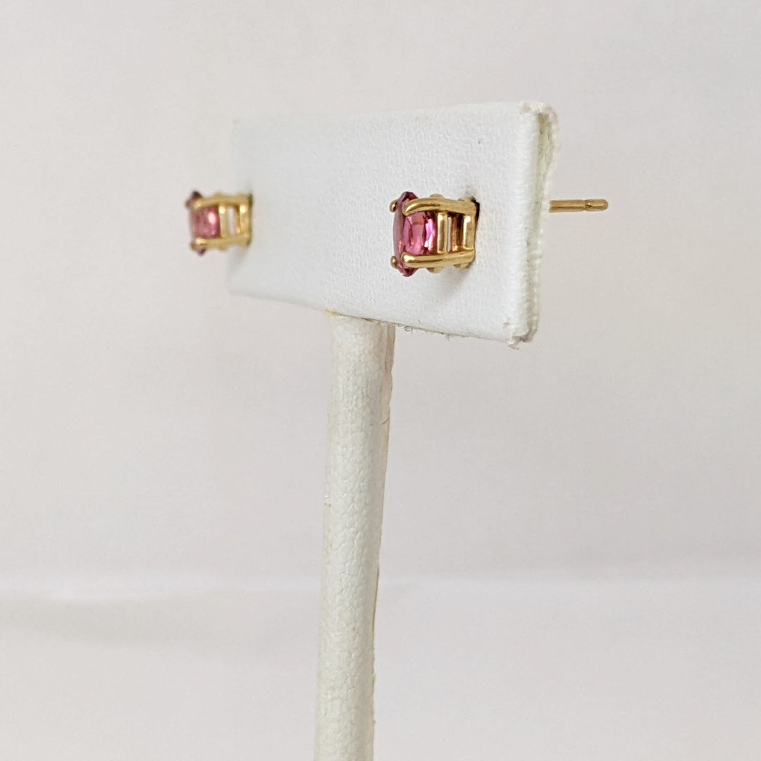 14K PINK TOURMALINE OVAL 3X5 ESTATE STUD EARRINGS 0.7 GRAMS