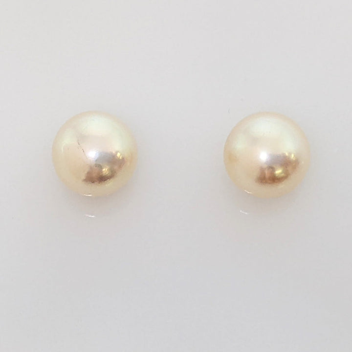14K PEARL ROUND 6.5MM ESTATE STUD EARRINGS 1.3 GRAMS