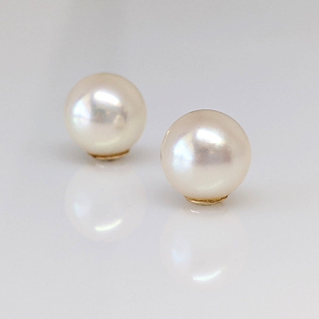 14K PEARL ROUND 6.5MM ESTATE STUD EARRINGS 1.3 GRAMS