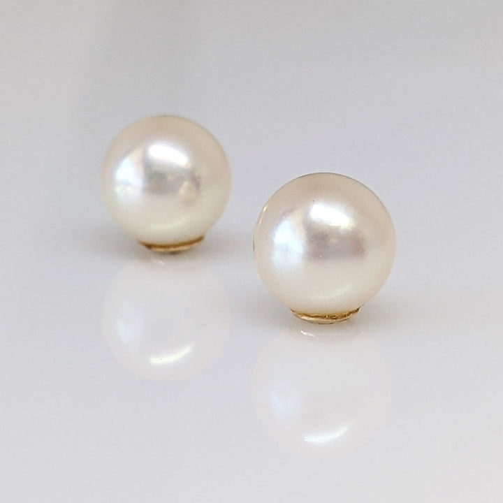 14K PEARL ROUND 6.5MM ESTATE STUD EARRINGS 1.3 GRAMS
