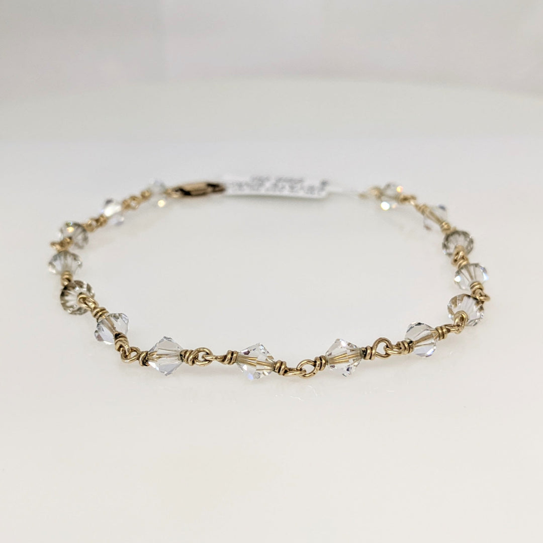 14K GLASS BEAD WITH GOLD LINK ESTATE BRACELET 4.0 GRAMS