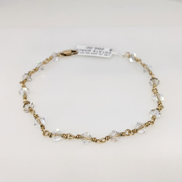 14K GLASS BEAD WITH GOLD LINK ESTATE BRACELET 4.0 GRAMS