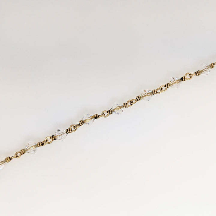 14K GLASS BEAD WITH GOLD LINK ESTATE BRACELET 4.0 GRAMS
