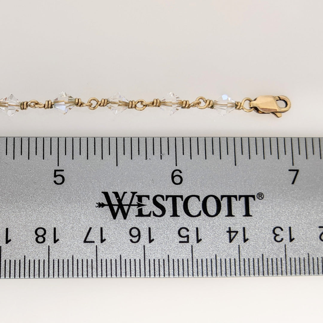 14K GLASS BEAD WITH GOLD LINK ESTATE BRACELET 4.0 GRAMS