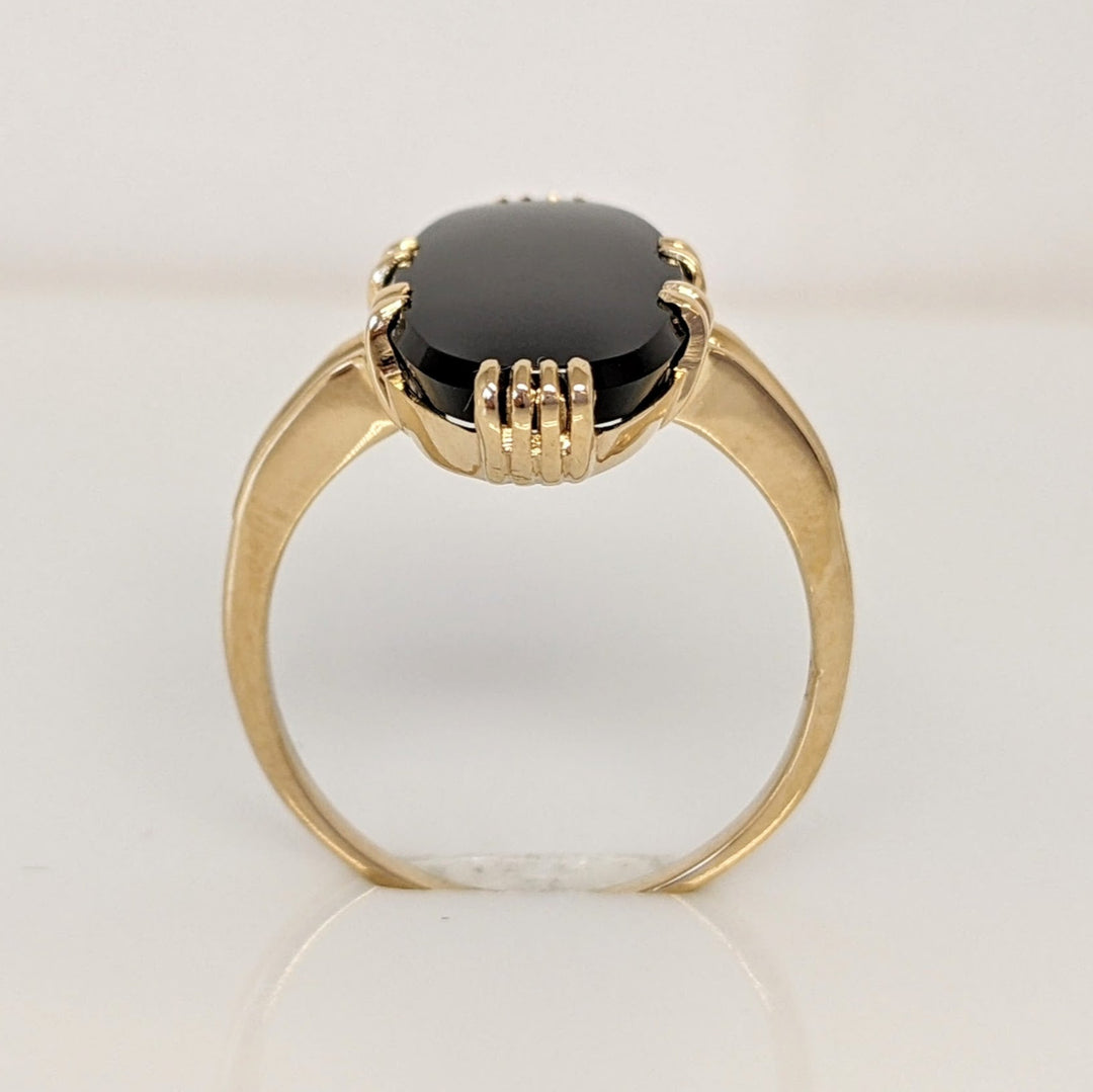 14K ONYX OVAL 10X20 DOUBLE PRONG ESTATE RING 4.0 GRAMS