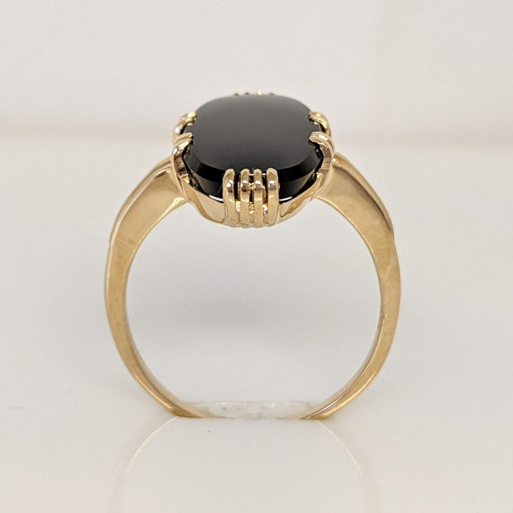 14K ONYX OVAL 10X20 DOUBLE PRONG ESTATE RING 4.0 GRAMS
