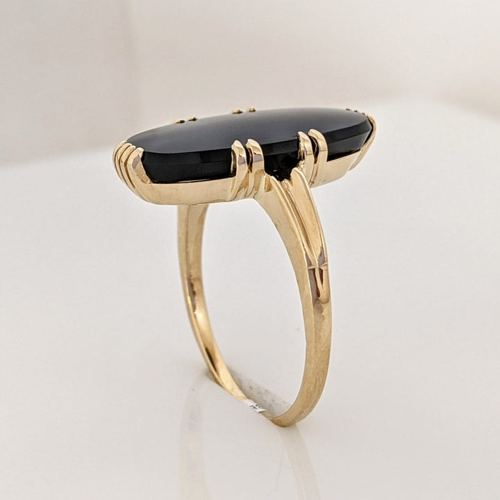 14K ONYX OVAL 10X20 DOUBLE PRONG ESTATE RING 4.0 GRAMS