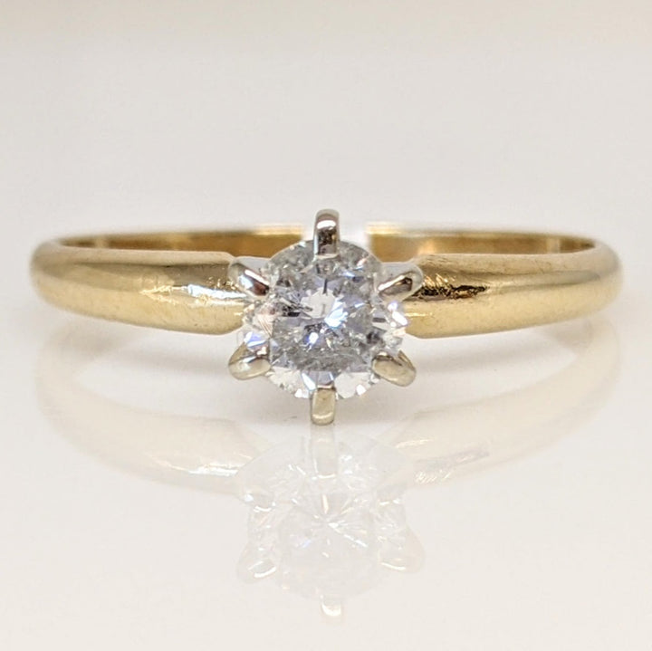 14K .41 CARAT TOTAL I1 G DIAMOND ROUND 6-PRONG SOLITARE ESTATE RING 2.1 GRAMS