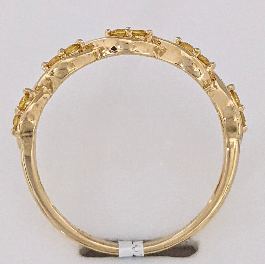 14K .10 CARAT TOTAL WEIGHT YELLOW DIAMOND ROUND (10) TWIST ESTATE BAND 2.5 GRAMS