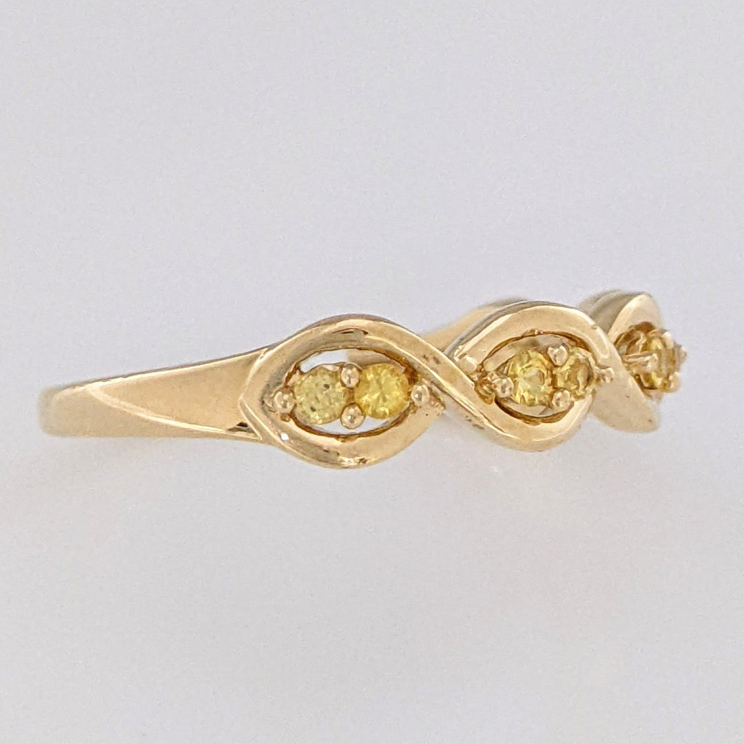 14K .10 CARAT TOTAL WEIGHT YELLOW DIAMOND ROUND (10) TWIST ESTATE BAND 2.5 GRAMS