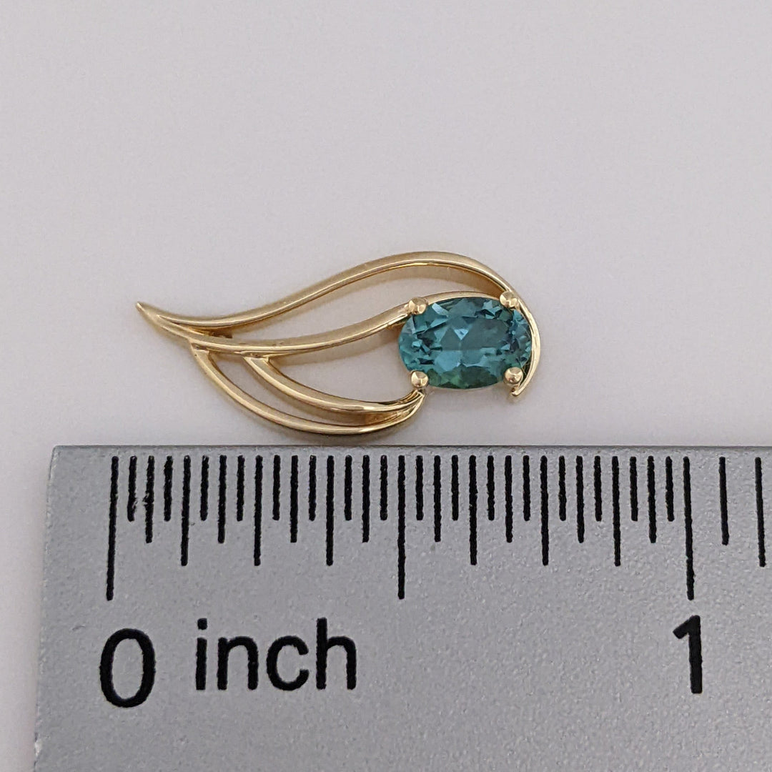 14K TEAL TOURMALINE OVAL (2) 4X6 FREE FORM ESTATE EARRINGS 2.6 GRAMS