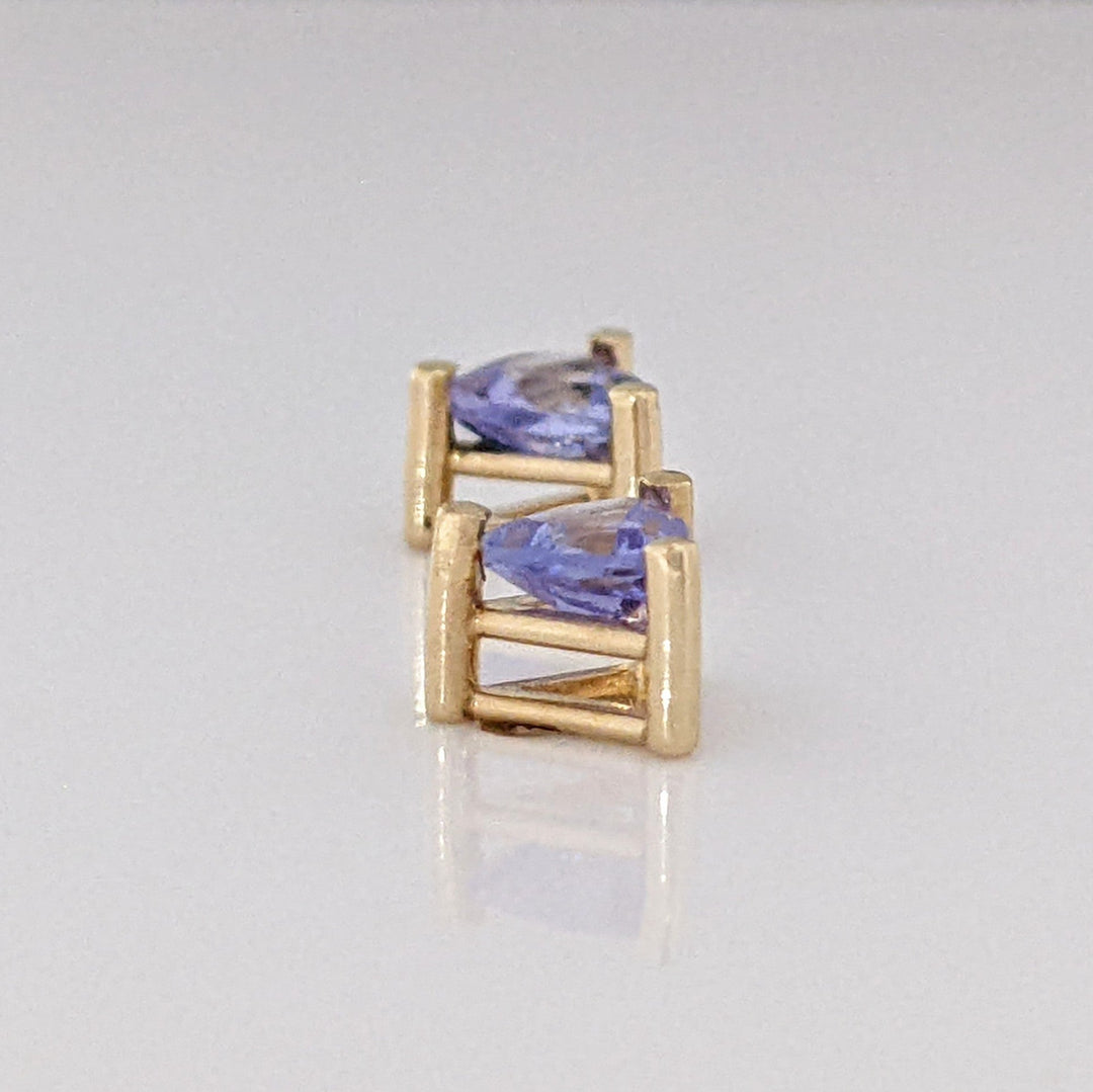 14K TANZANITE TRILLION 4MM ESTATE STUD EARRINGS 0.7 GRAMS