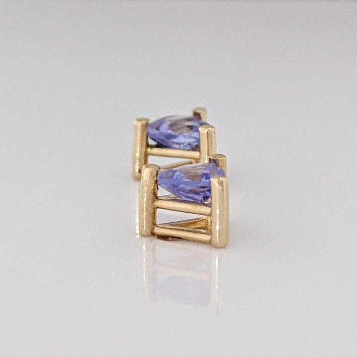 14K TANZANITE TRILLION 4MM ESTATE STUD EARRINGS 0.7 GRAMS