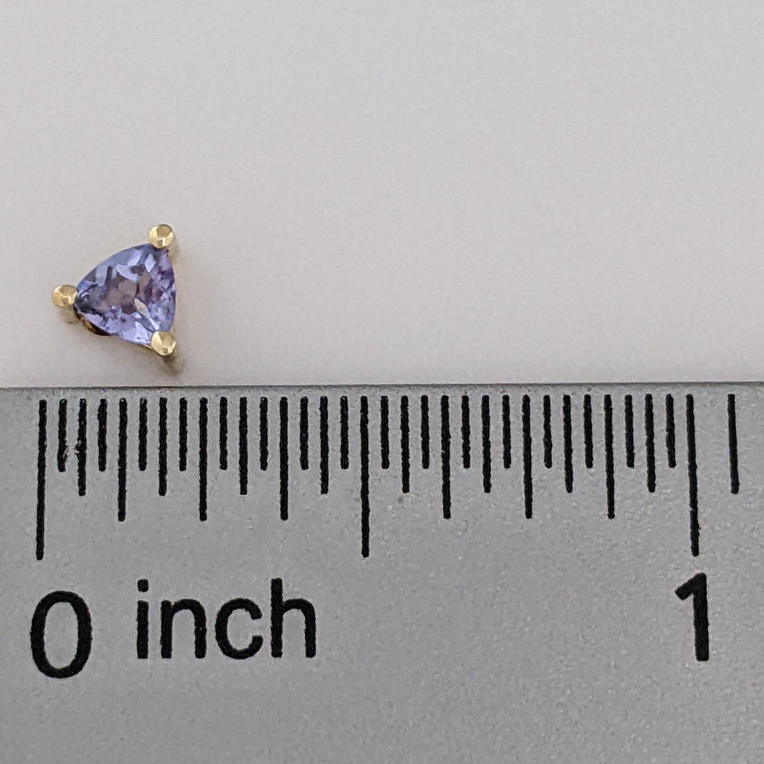 14K TANZANITE TRILLION 4MM ESTATE STUD EARRINGS 0.7 GRAMS