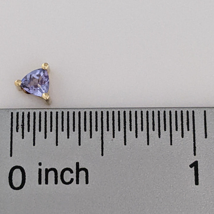 14K TANZANITE TRILLION 4MM ESTATE STUD EARRINGS 0.7 GRAMS