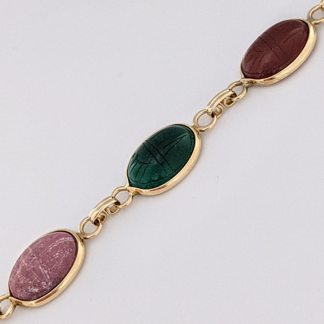 14K SCARAB OVAL (6) 10X14 ESTATE BRACELET 11.3 GRAMS