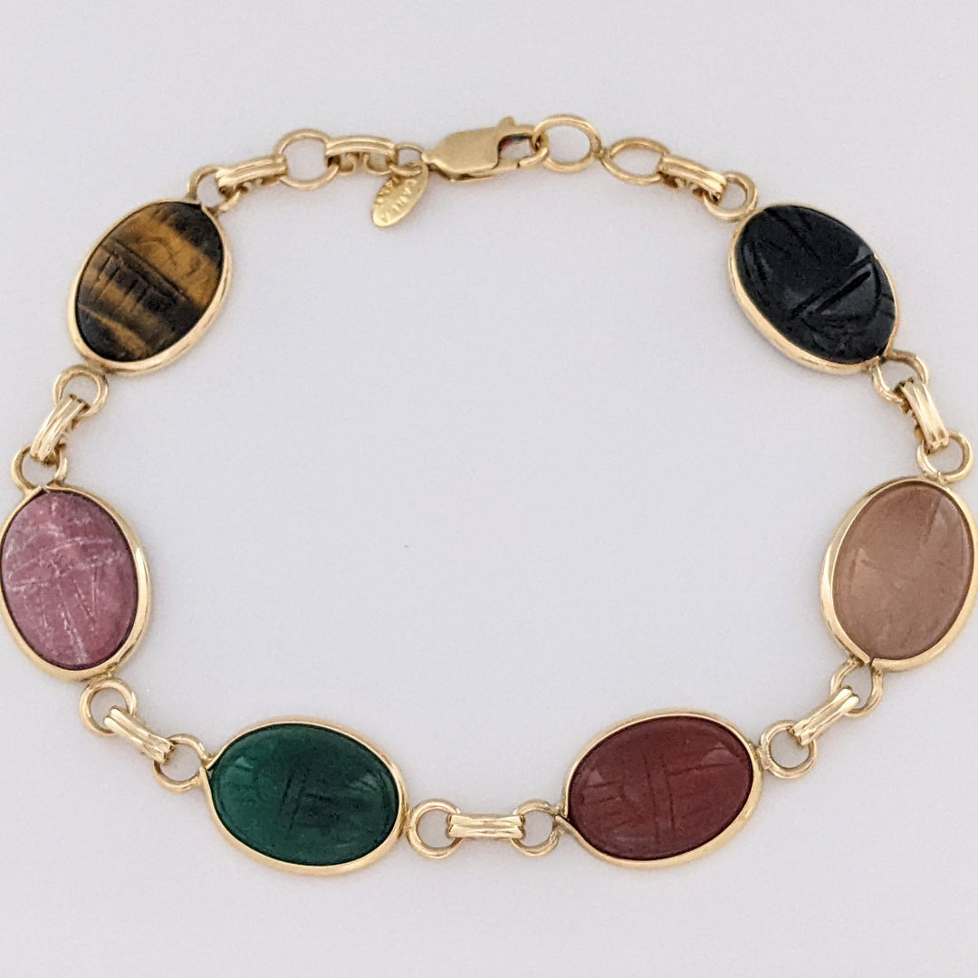 14K SCARAB OVAL (6) 10X14 ESTATE BRACELET 11.3 GRAMS