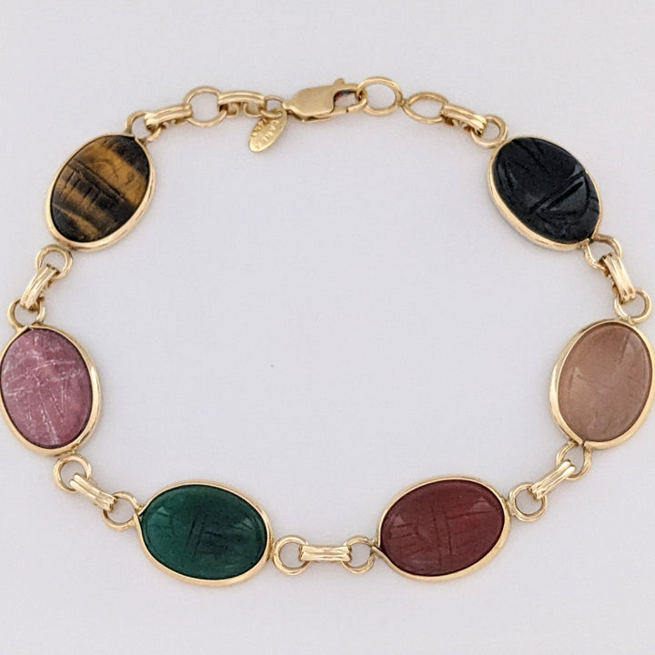 14K SCARAB OVAL (6) 10X14 ESTATE BRACELET 11.3 GRAMS