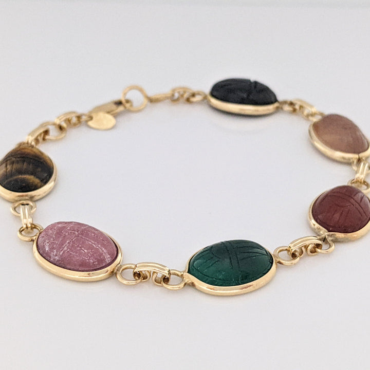 14K SCARAB OVAL (6) 10X14 ESTATE BRACELET 11.3 GRAMS