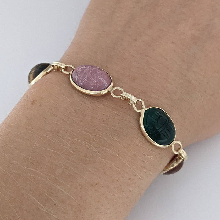 14K SCARAB OVAL (6) 10X14 ESTATE BRACELET 11.3 GRAMS