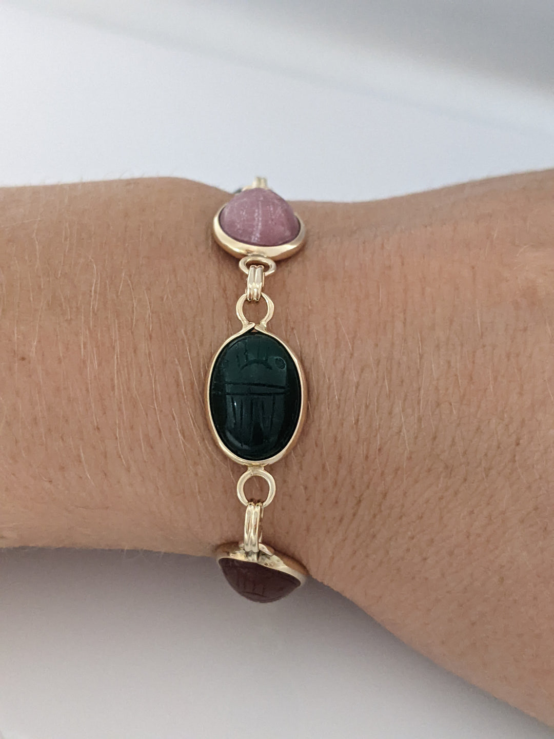14K SCARAB OVAL (6) 10X14 ESTATE BRACELET 11.3 GRAMS