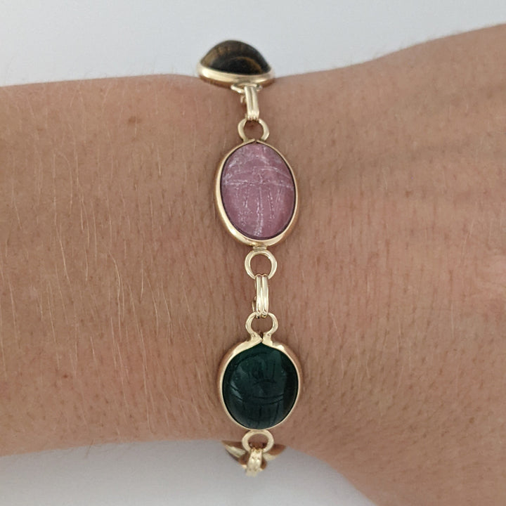 14K SCARAB OVAL (6) 10X14 ESTATE BRACELET 11.3 GRAMS