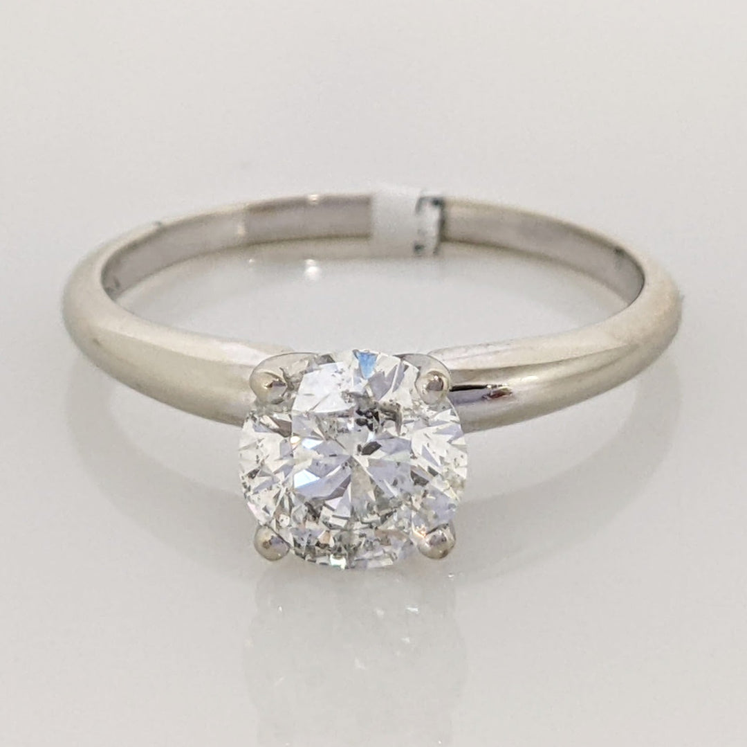 14K WHITE .97 CARAT TOTAL I2 G DIAMOND ROUND ESTATE SOLITAIRE RING 1.9 GRAMS