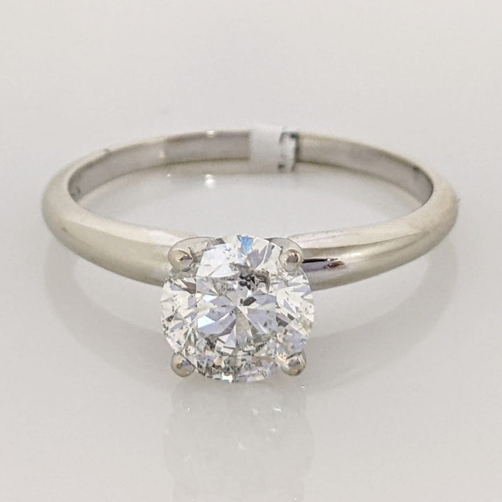 14K WHITE .97 CARAT TOTAL I2 G DIAMOND ROUND ESTATE SOLITAIRE RING 1.9 GRAMS