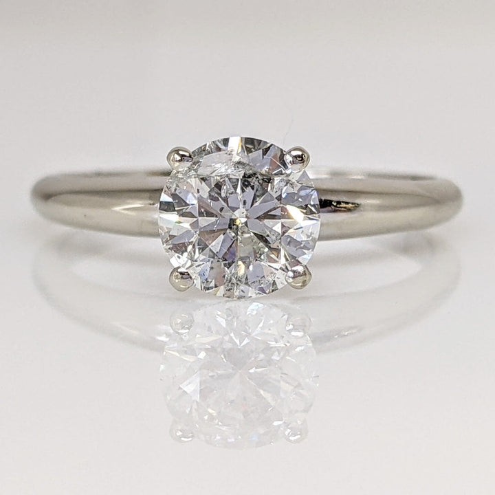 14K WHITE .97 CARAT TOTAL I2 G DIAMOND ROUND ESTATE SOLITAIRE RING 1.9 GRAMS