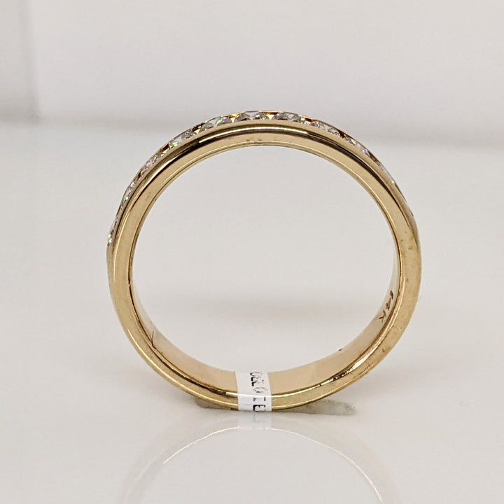 14K .55 CARAT TOTAL WEIGHT SI2 I DIAMOND ROUND (11) ESTATE CHANNEL SET BAND 3.9 GRAMS