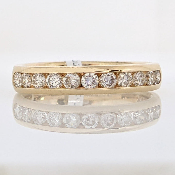 14K .55 CARAT TOTAL WEIGHT SI2 I DIAMOND ROUND (11) ESTATE CHANNEL SET BAND 3.9 GRAMS