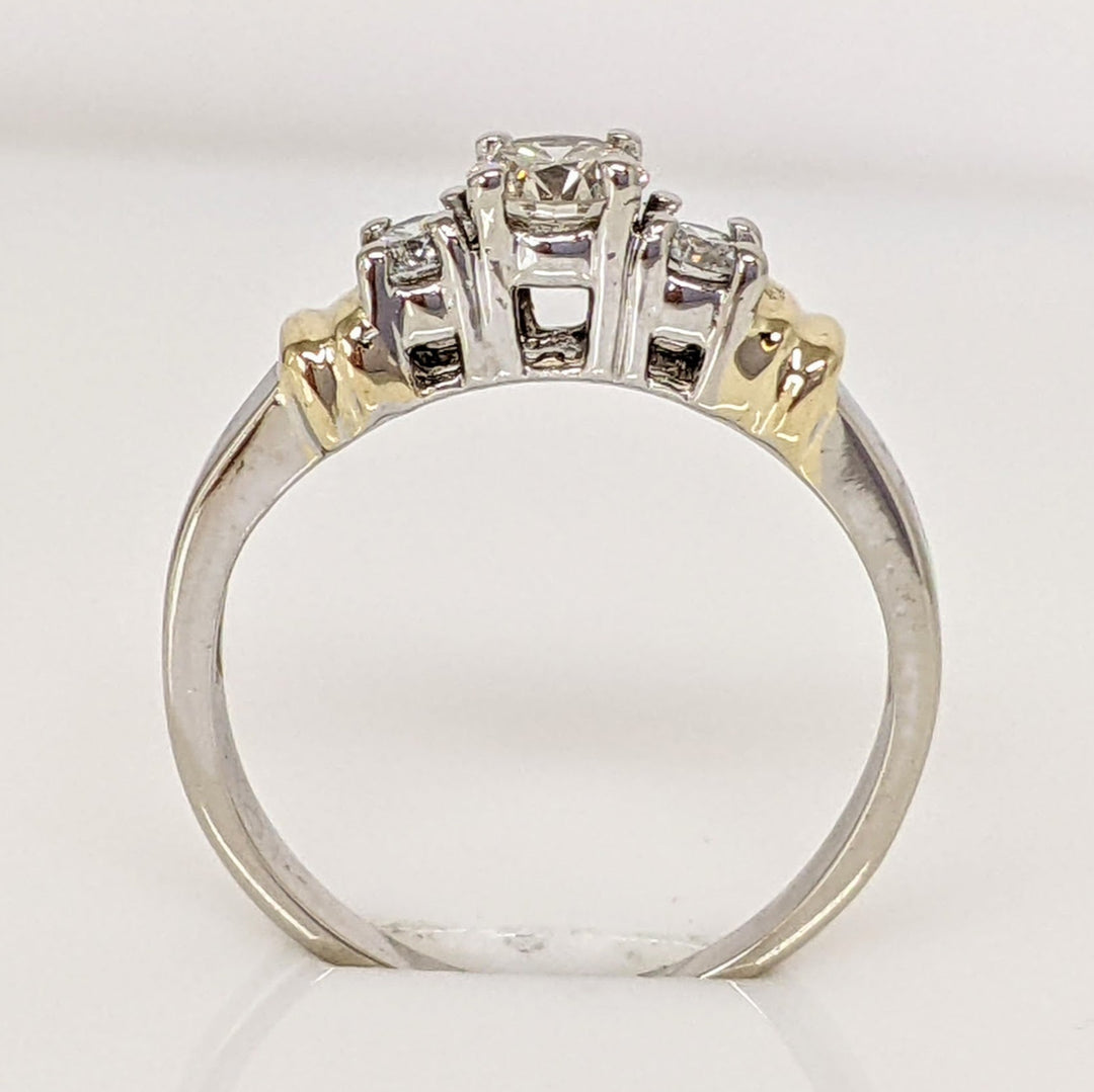 14K TWO-TONE .50 CARAT TOTAL WEIGHT SI1 I-L DIAMOND ROUND (3) TRINITY ESTATE RING 2.6 GRAMS
