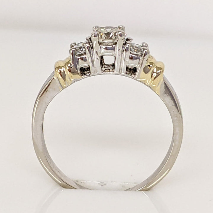 14K TWO-TONE .50 CARAT TOTAL WEIGHT SI1 I-L DIAMOND ROUND (3) TRINITY ESTATE RING 2.6 GRAMS