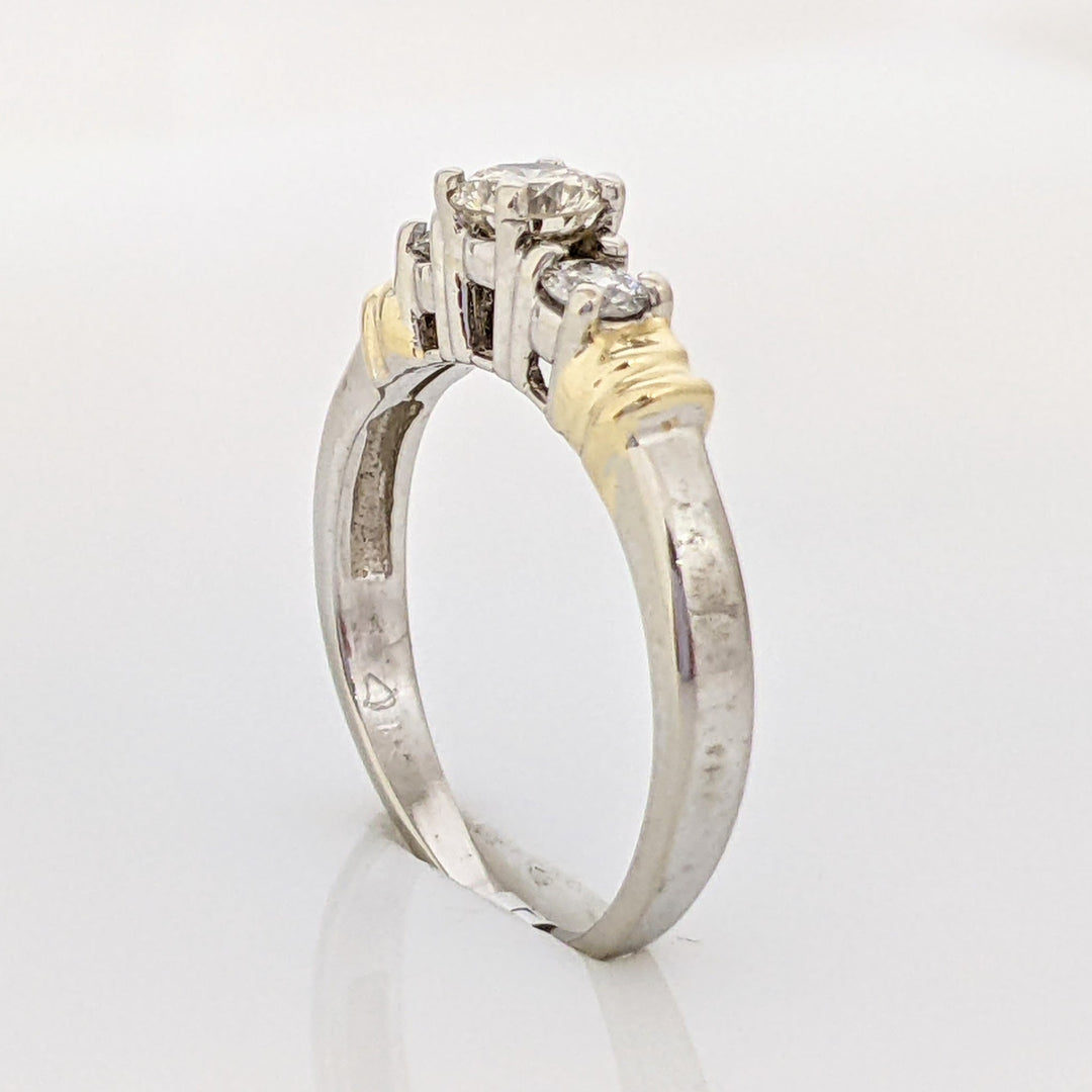 14K TWO-TONE .50 CARAT TOTAL WEIGHT SI1 I-L DIAMOND ROUND (3) TRINITY ESTATE RING 2.6 GRAMS