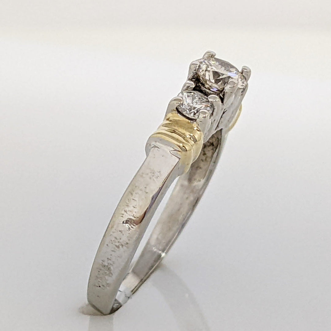 14K TWO-TONE .50 CARAT TOTAL WEIGHT SI1 I-L DIAMOND ROUND (3) TRINITY ESTATE RING 2.6 GRAMS