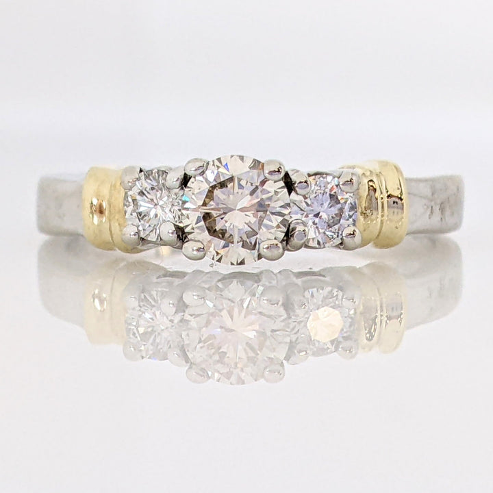 14K TWO-TONE .50 CARAT TOTAL WEIGHT SI1 I-L DIAMOND ROUND (3) TRINITY ESTATE RING 2.6 GRAMS