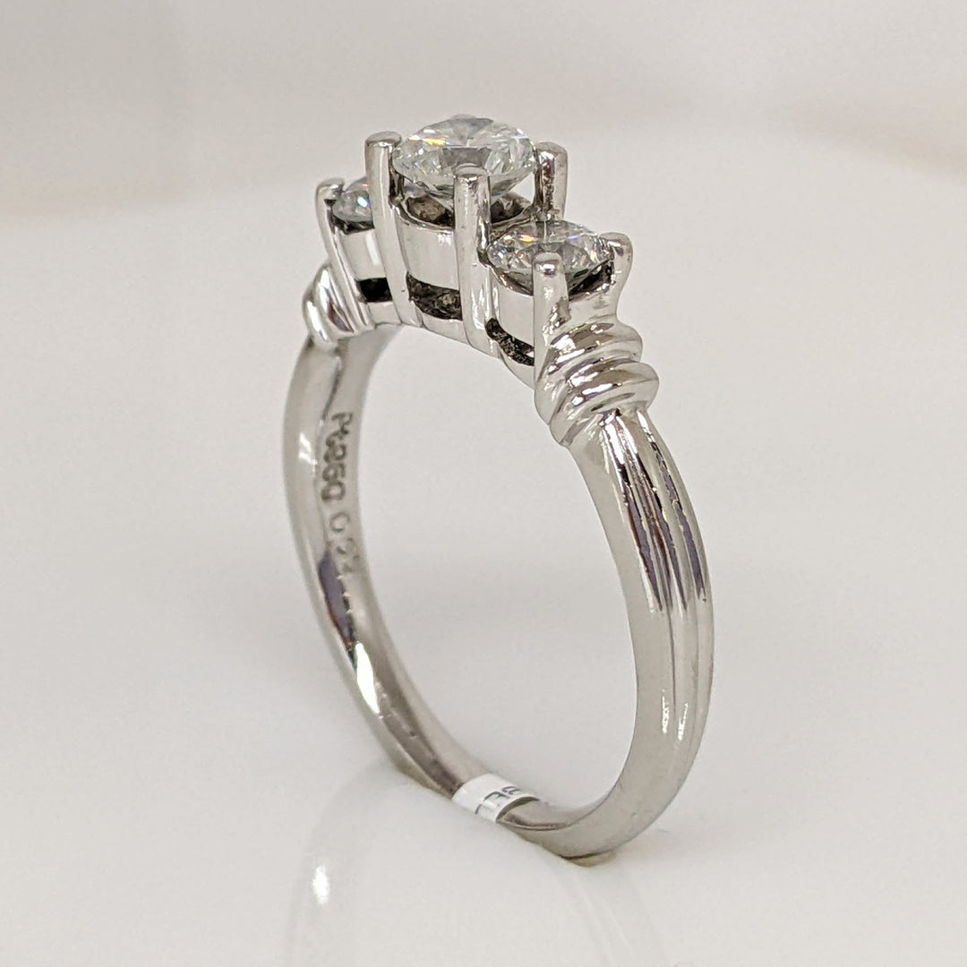 PLATINUM .99 CARAT TOTAL WEIGHT I1 H DIAMOND ROUND (3) ESTATE TRINITY RING 6.1 GRAMS