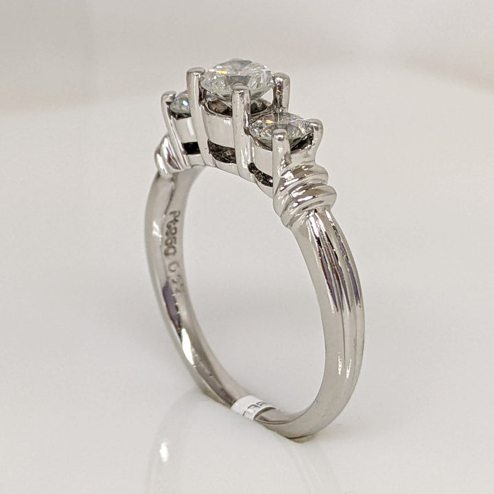 PLATINUM .99 CARAT TOTAL WEIGHT I1 H DIAMOND ROUND (3) ESTATE TRINITY RING 6.1 GRAMS