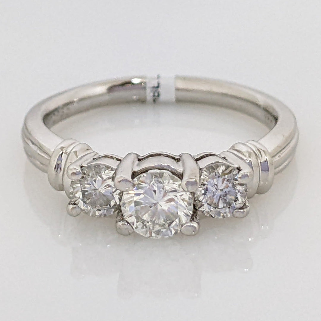 PLATINUM .99 CARAT TOTAL WEIGHT I1 H DIAMOND ROUND (3) ESTATE TRINITY RING 6.1 GRAMS