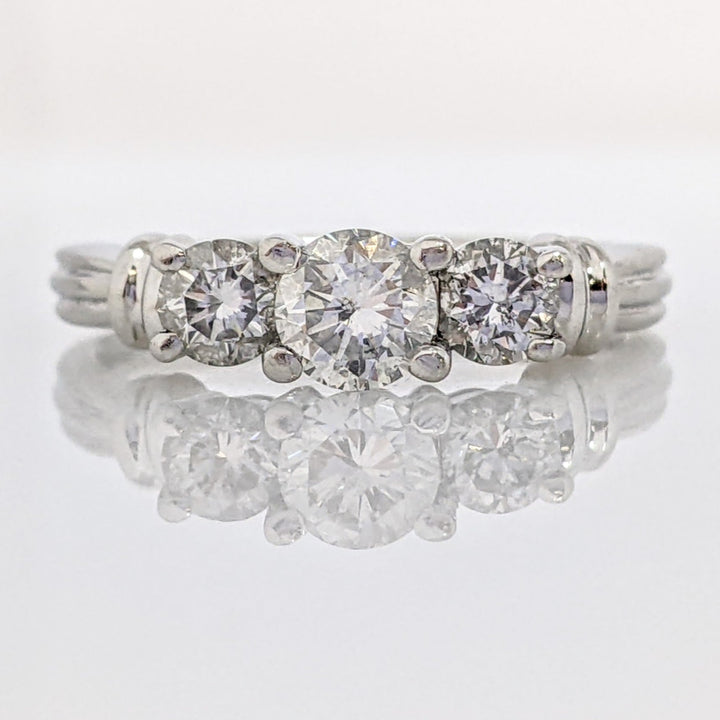 PLATINUM .99 CARAT TOTAL WEIGHT I1 H DIAMOND ROUND (3) ESTATE TRINITY RING 6.1 GRAMS