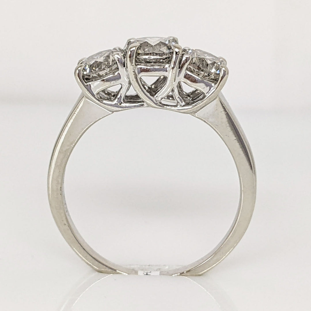 14K WHITE 1.85 CARAT TOTAL WEIGHT I2 J DIAMOND ROUND (3) ESTATE TRINITY RING 4.7 GRAMS