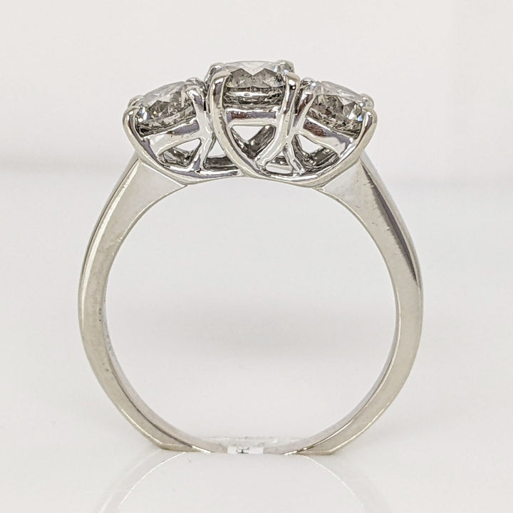 14K WHITE 1.85 CARAT TOTAL WEIGHT I2 J DIAMOND ROUND (3) ESTATE TRINITY RING 4.7 GRAMS