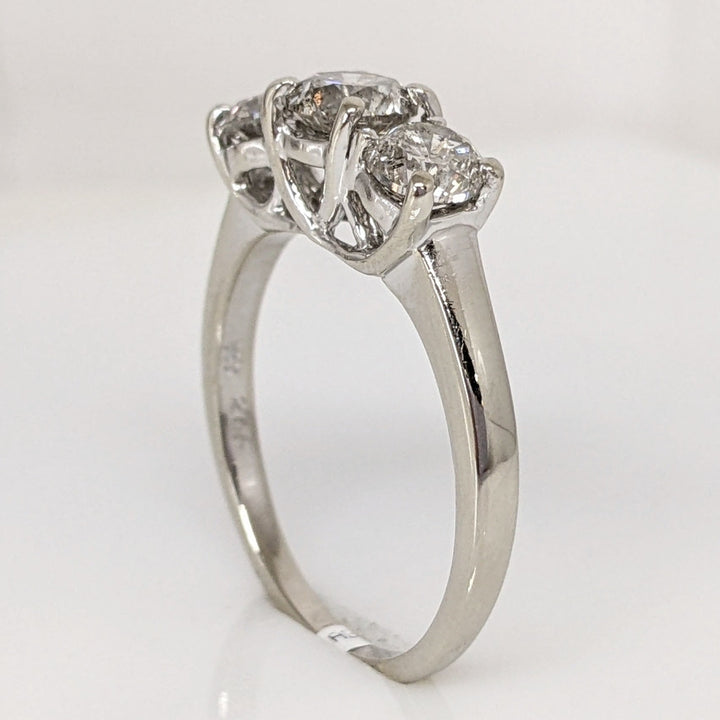 14K WHITE 1.85 CARAT TOTAL WEIGHT I2 J DIAMOND ROUND (3) ESTATE TRINITY RING 4.7 GRAMS