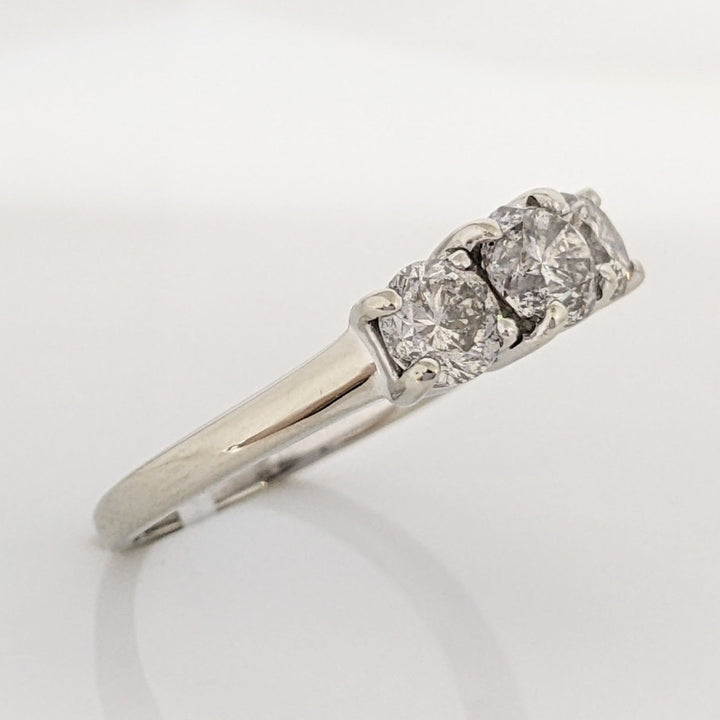 14K WHITE 1.85 CARAT TOTAL WEIGHT I2 J DIAMOND ROUND (3) ESTATE TRINITY RING 4.7 GRAMS