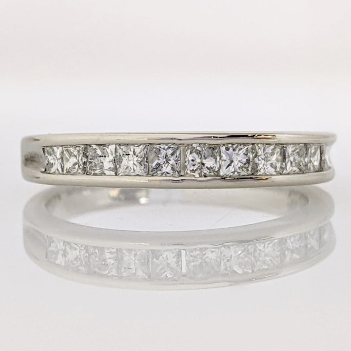 10K WHITE .44 CARAT TOTAL WEIGHT I1 G DIAMOND PRINCESS CUT (11) ESTATE CHANNEL SET BAND 2.3 GRAMS