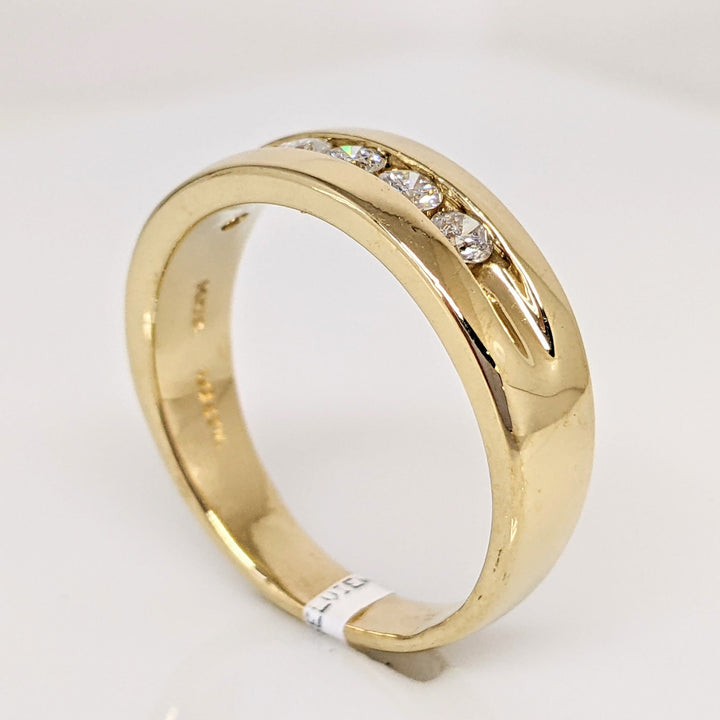 14K .48 CARAT TOTAL WEIGHT I1 H DIAMOND ROUND (6) ESTATE CHANNEL SET ESTATE BAND 6.5 GRAMS