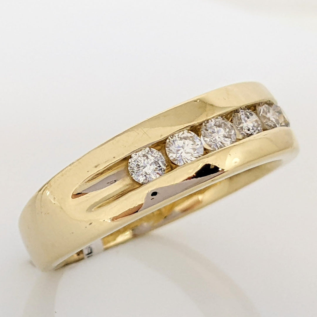 14K .48 CARAT TOTAL WEIGHT I1 H DIAMOND ROUND (6) ESTATE CHANNEL SET ESTATE BAND 6.5 GRAMS