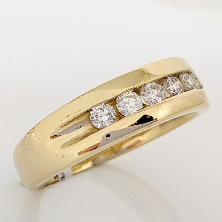 14K .48 CARAT TOTAL WEIGHT I1 H DIAMOND ROUND (6) ESTATE CHANNEL SET ESTATE BAND 6.5 GRAMS
