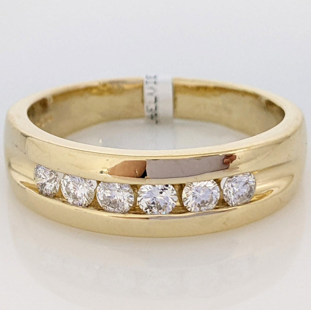 14K .48 CARAT TOTAL WEIGHT I1 H DIAMOND ROUND (6) ESTATE CHANNEL SET ESTATE BAND 6.5 GRAMS
