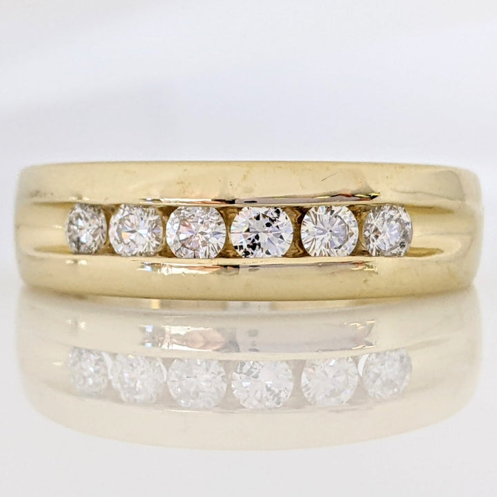 14K .48 CARAT TOTAL WEIGHT I1 H DIAMOND ROUND (6) ESTATE CHANNEL SET ESTATE BAND 6.5 GRAMS